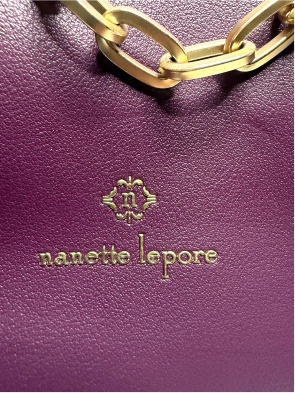 Women's Nanette Lepore Purple Satchel One Size with Gold Chain - Picture 2 of 9
